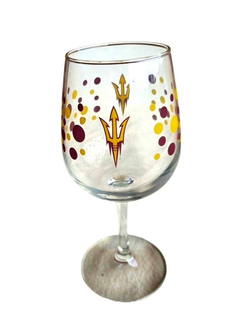 Arizona State Sun Devils Polka Dot Wine Glass 12oz NCAA New